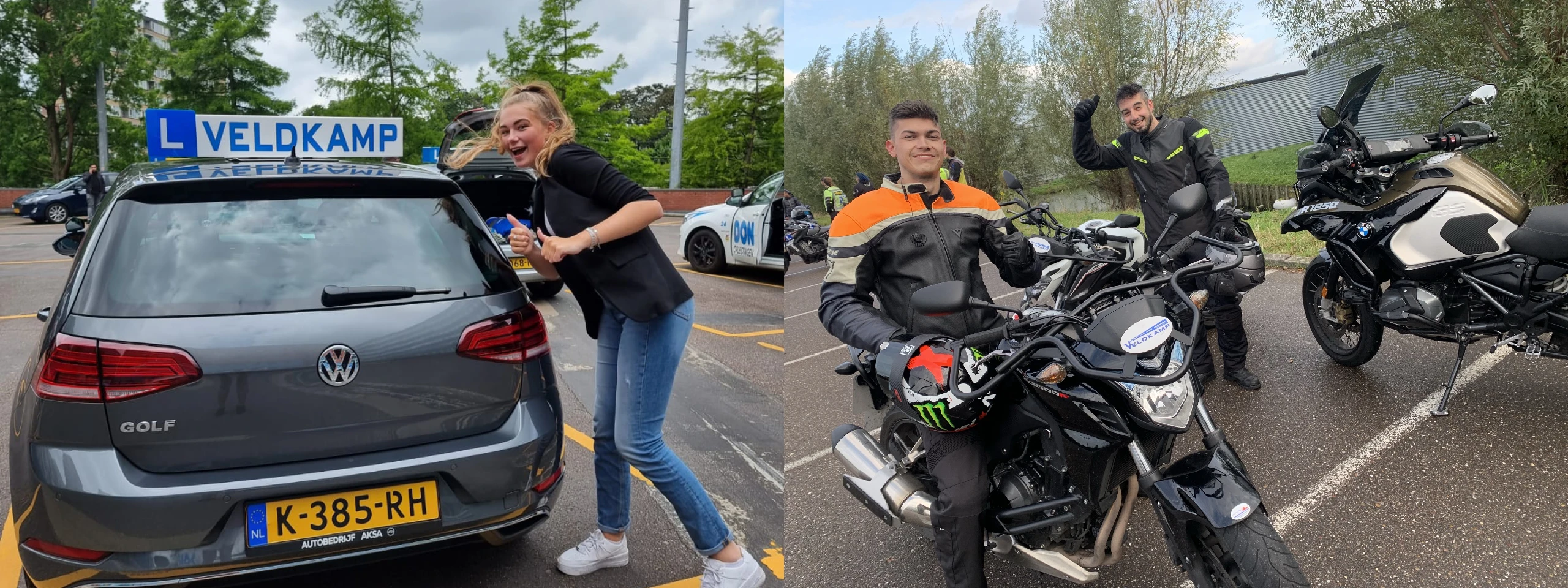 Foto's van mensen die geslaagd zijn voor hun rijbewijs